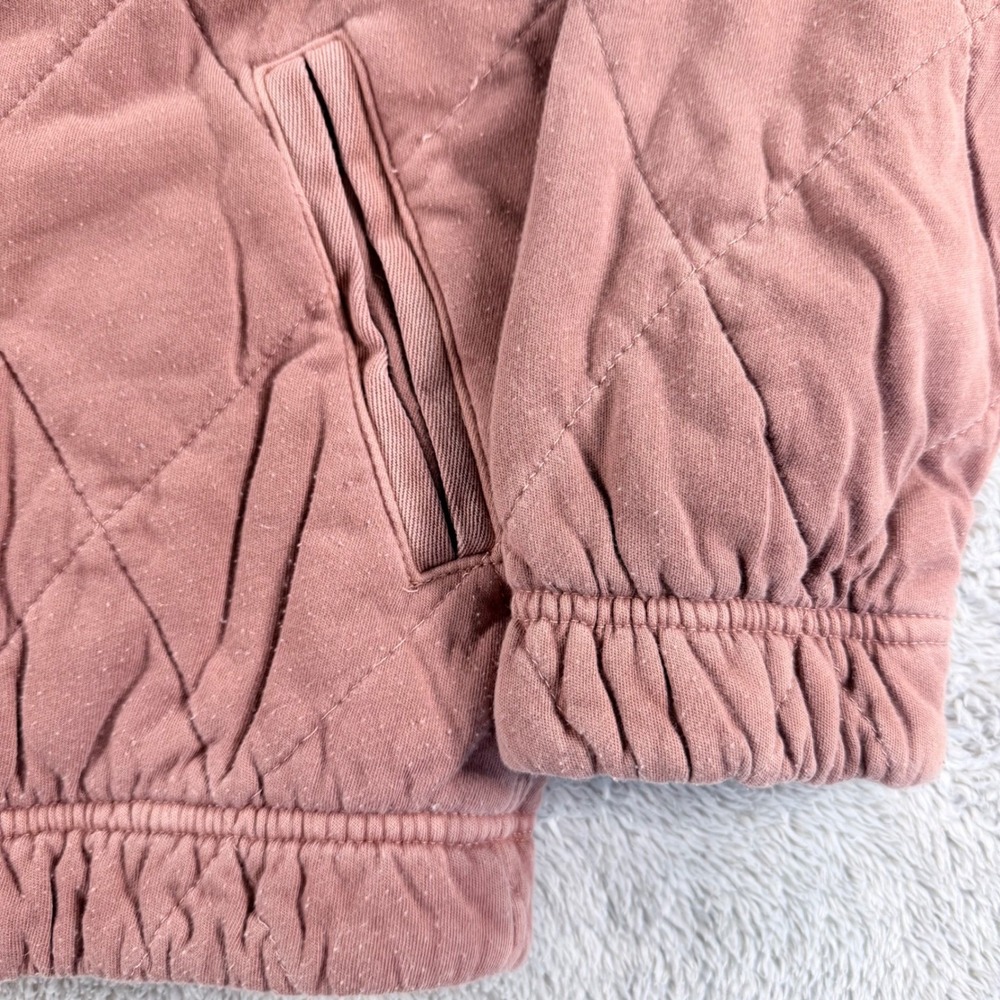 Abercrombie & Fitch Pullover Womens S Mauve Quilted Quarter Zip Garment Dyed - Picture 2 of 8